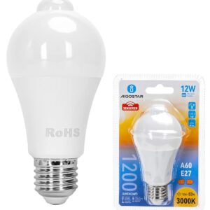 Lampada LED A60 220V E27 12W Branco Q. 3000K 1200Lm c/ Sensor Movimento