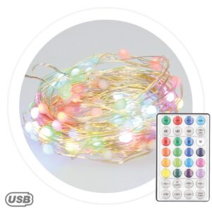 Serie 10 LED´s RGB Natal USB c/ Comando 32 Efeitos (9,9 mts) - GSC