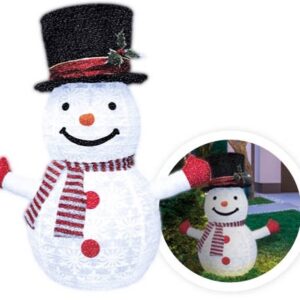 Boneco de Neve Dobrável 40 LEDs Branco Frio 6000K c/ 8 Funções de Luz (700mm) - GSC