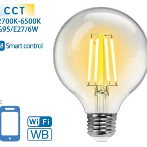 Lâmpada LED Inteligente E27 G95 Filamento Smart Wi-Fi 220V 6W 2700K ~ 6500K 850Lm (Transparente)