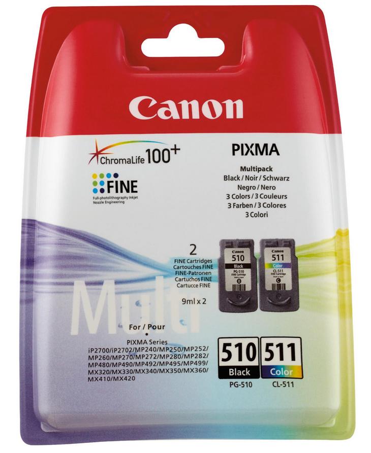 Pack 2x Tinteiros PG-510/CL-511 (Preto/Cores) - CANON