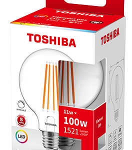 Lâmpada LED E27 G95 Filamento 11W Branco Q. 2700K 1521Lm - TOSHIBA