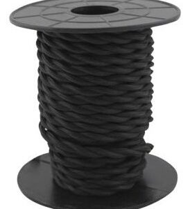 Bobine Cabo Eléctrico Têxtil Trançado 2x 0,75mm Preto (10 mts) - GSC
