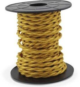 Bobine Cabo Eléctrico Têxtil Trançado 2x 0,75mm Dourado (10 mts) - GSC