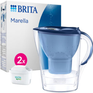 Jarro de Filtro Água Marella 2.4L + 2x Filtros Maxtra Pro Marella (Azul/Transparente) - BRITA