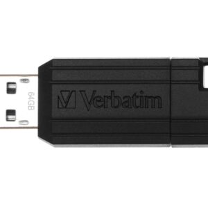 Pen Drive PinStripe USB 64GB 2.0 (Preto) - VERBATIM