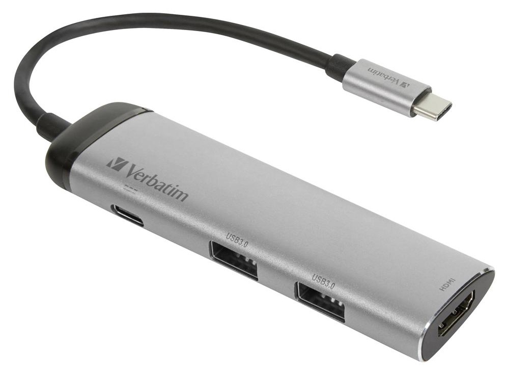 Hub USB C - USB C / HDMI / 2x USB A (Cinzento) - VERBATIM