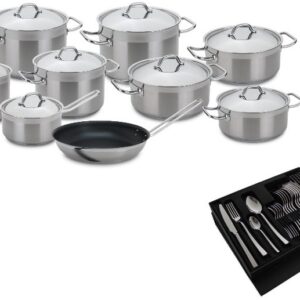 Conjunto de Cozinha Profissional Tejo em Aço Inoxidável (9 Peças + Faqueiro) - SILAMPOS