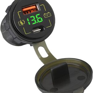 Tomada de Isqueiro de Painel M18A c/ USB-A + USB-C + Indicador de Tensão