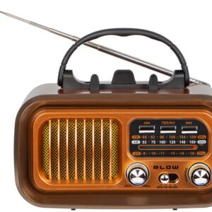 Rádio Portátil Analógico AM/FM Bluetooth/USB/microSD RA16 Solar (Castanho) - BLOW