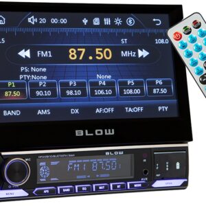 Auto Rádio SlideX 1DIN 4x 50W RDS/MP3/USB/Micro SD/BLUETOOTH c/ Ecrã 7 1080p HD e Comando - BLOW