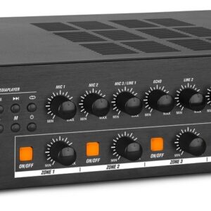 Amplificador Linha 100V 240W RMS c/ 4 Zonas MP3/USB/SD/FM/BLUETOOTH (PDV240MP3) - Power Dynamics