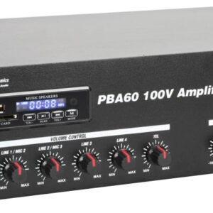 Amplificador PA 60W RMS (100V) com MP3 USB/SD/BLUETOOTH (PBA60) - Power Dynamics