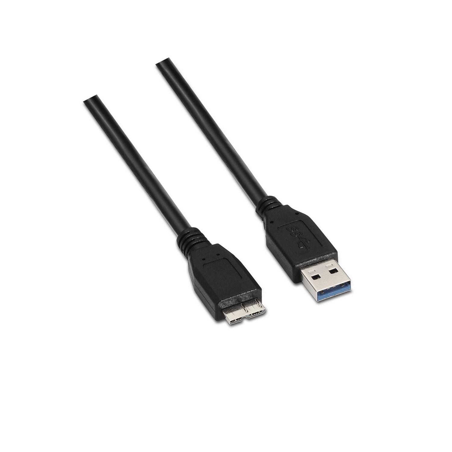 Cabo USB A Macho - Micro USB B 3.0 Preto (1 metro) - AISENS