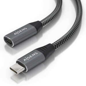 Cabo USB C Macho - USB C Macho 3.2 8K 5A 100W Cinza (1,5mts) - AISENS