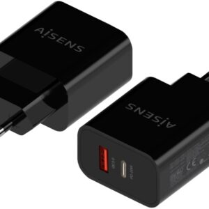 Adaptador de Energia USB-C / USB-A 20W (Preto) - AISENS