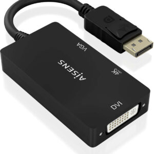 Conversor DisplayPort V1.2 - VGA/DVI/HDMI Preto (15cm) - AISENS