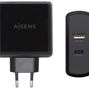 Carregador USB-C PD3.0 45W + USB-A 12W (Preto) - AISENS
