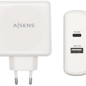 Carregador USB-C PD3.0 45W + USB-A 12W (Branco) - AISENS