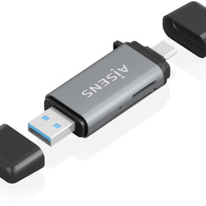 Leitor de Cartões USB-A e USB-C SD/Micro SD/MMC/RS-MMC/Micro MMC (Cinza) - AISENS