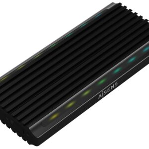 Caixa Externa RGB Gaming USB-C p/ Disco SSD M.2 SATA/NVMe (Preto) - AISENS
