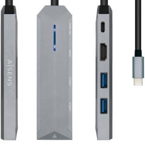 Docking Station USB-C 5-em-1 (Cinza) - AISENS