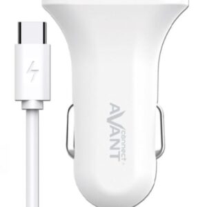 Carregador Isqueiro AV1114 Duplo USB + Cabo Type-C (Branco) - AVANTCONNECT