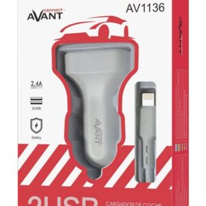 Carregador Isqueiro AV1136 Duplo USB + Cabo Lightning IP(6/7/8/XS/XR) - AVANTCONNECT