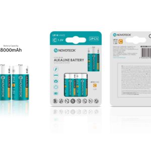 Pilhas Alcalinas C LR14 NOVOTECK 1.5V – 8000mAh – Pack com 2 Unidades BL-05