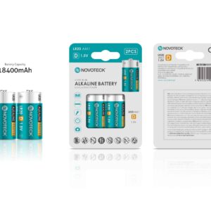 Pilhas Alcalinas D LR20 NOVOTECK 1.5V – 18400mAh – Pack com 2 Unidades BL-06