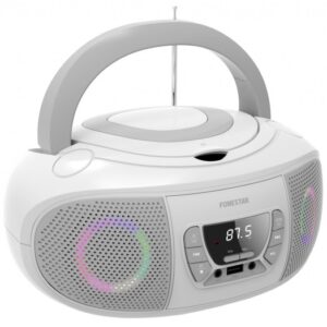 Rádio FM 2x 6.5W c/ MP3/CD/USB/Aux + Efeitos LED (Branco) - FONESTAR