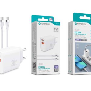 Kit Carregador Rápido PD 20W com Cabo USB-C para USB-C – Modelo C-028T