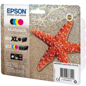 Pack 4x Tinteiros 603XL (Preto XL 8.9ml + Cores 2.4ml) - EPSON