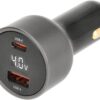 Carregador Isqueiro Duplo USB-C + USB-A 65W GaN c/ Ecrã LED - NIMO