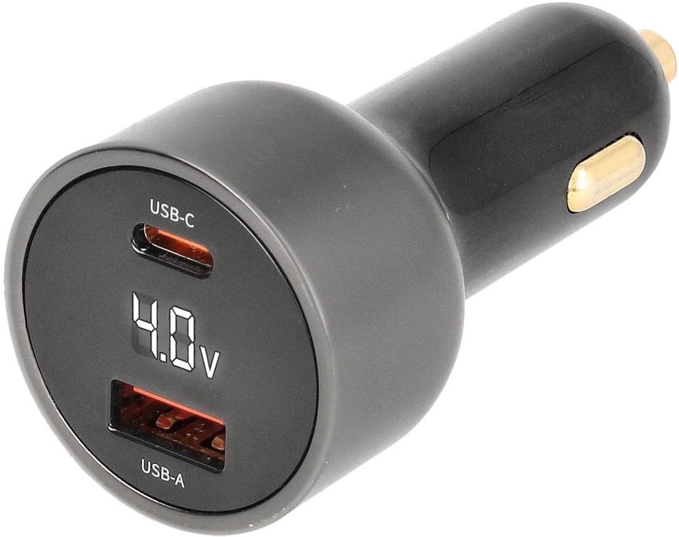 Carregador Isqueiro Duplo USB-C + USB-A 65W GaN c/ Ecrã LED - NIMO