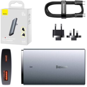Carregador GaN5 Pro Ultra-Slim Fast Charger 65W (1x USB-C + 1x USB-A) - BASEUS