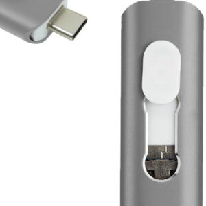 Pen Drive USB 128GB 3 em 1 Lightning / Type-C / Micro-USB (Cinza) - COOL