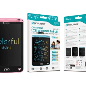 Tablet de Escrita LCD Colorido para Crianças - 8,5'' Polegadas, DRAW-02 Rosa