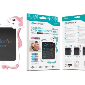 Tablet de Escrita LCD Infantil 10'' Polegadas - Ecrã Colorido, Design de Unicórnio Rosa DRAW-09