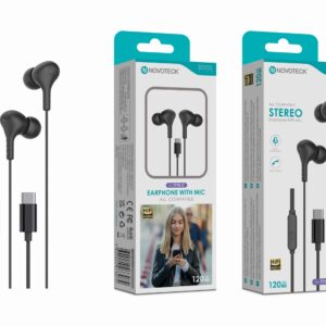Auriculares Estéreo com Microfone Novoteck E-038 – Conexão USB-C, Áudio Hi-Fi