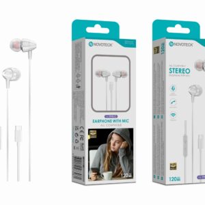 Auriculares Estéreo com Microfone Novoteck E-039 – Conexão USB-C, Áudio Hi-Fi