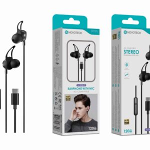 Auriculares Estéreo com Microfone Novoteck E-040 – Conexão USB-C, Áudio Hi-Fi