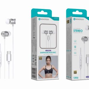 Auriculares Estéreo com Microfone Branco E-041 – Conexão USB-C, Áudio Hi-Fi