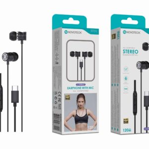 Auriculares Estéreo com Microfone Negro E-041 – Conexão USB-C, Áudio Hi-Fi