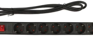 Extensão p/ Rack 8 Tomadas c/ Interruptor 1U (Preto) - FONESTAR