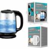 Chaleira Elétrica de Vidro HA-002 Negro - 1,8L, 1500W, Iluminação LED, Proteção Contra Fervura a Seco