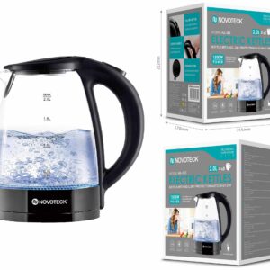 Chaleira Elétrica de Vidro Novoteck HA-003 – 2.0L, 1500W, Proteção contra Fervura a Seco