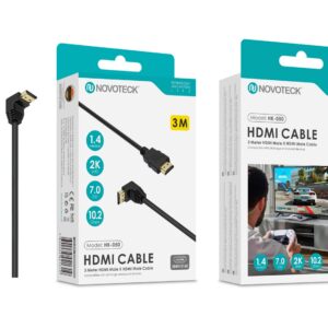 Cabo HDMI 3M Novoteck HK-050 com Ângulo de 90° – Versão 1.4, Suporte 2K UHD, 10.2Gbps Copy