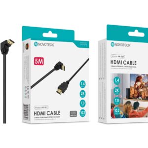 Cabo HDMI 5M Novoteck HK-051 com Ângulo de 90° – Versão 1.4, Suporte 2K UHD, 10.2Gbps Copy Copy