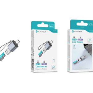 Leitor de Cartão Novoteck HK-093  USB-C, Compatível com Cartão TF (MicroSD), Velocidade de até 480Mbps